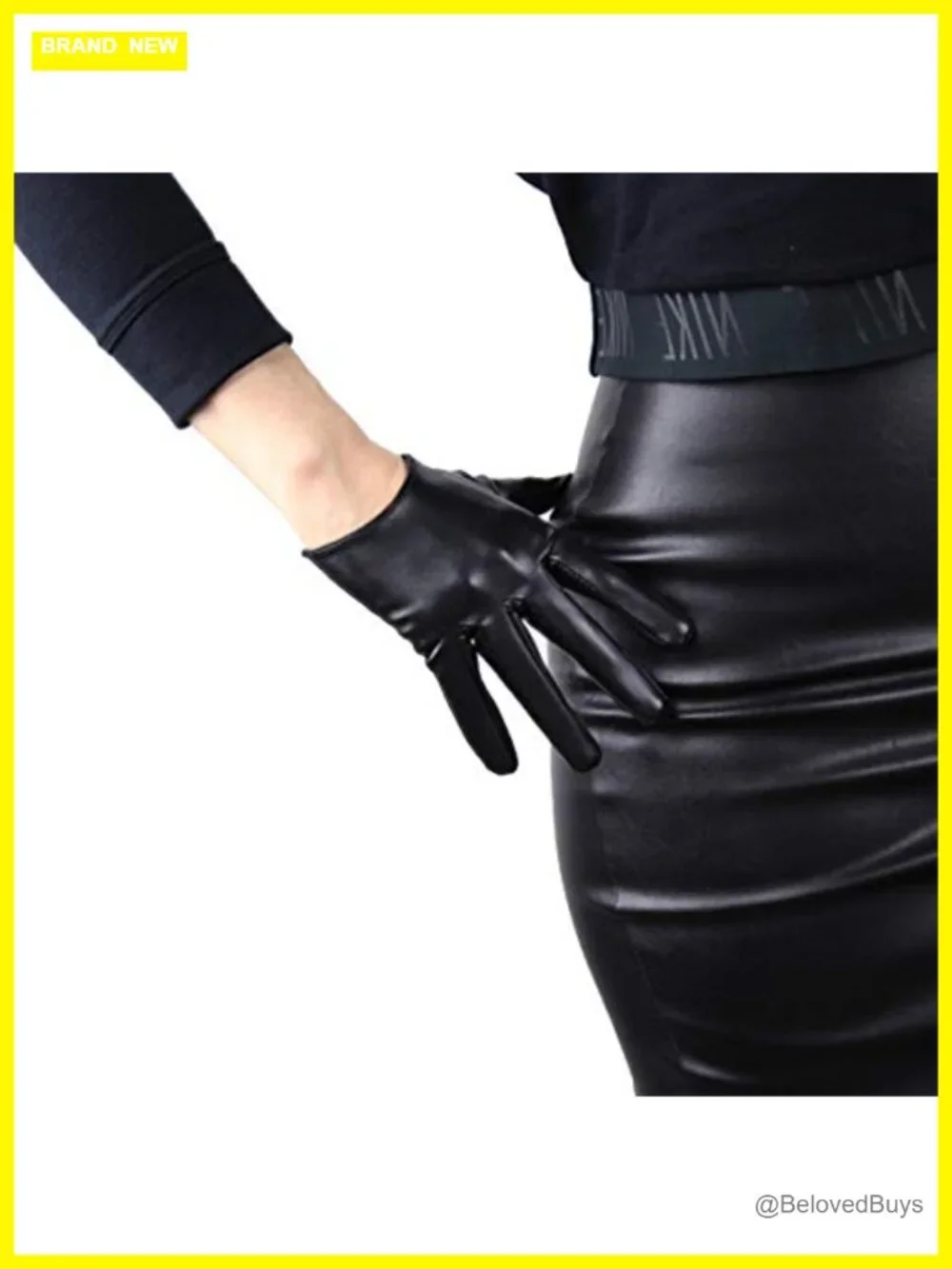 Faux Leather Extra Short Gloves for Driving Cosplay Party